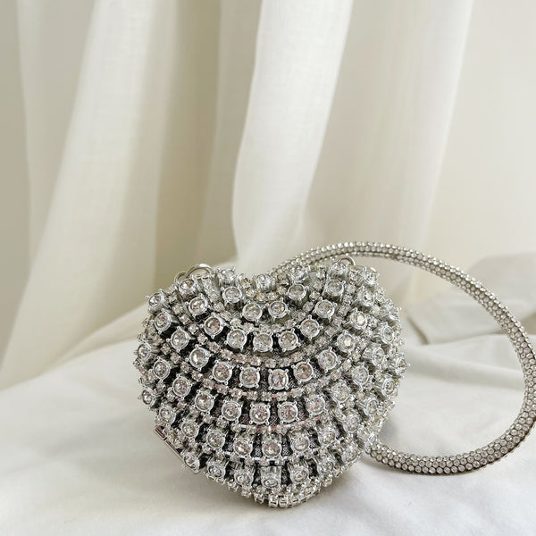 Silver Mini Heart-Shaped Clutch