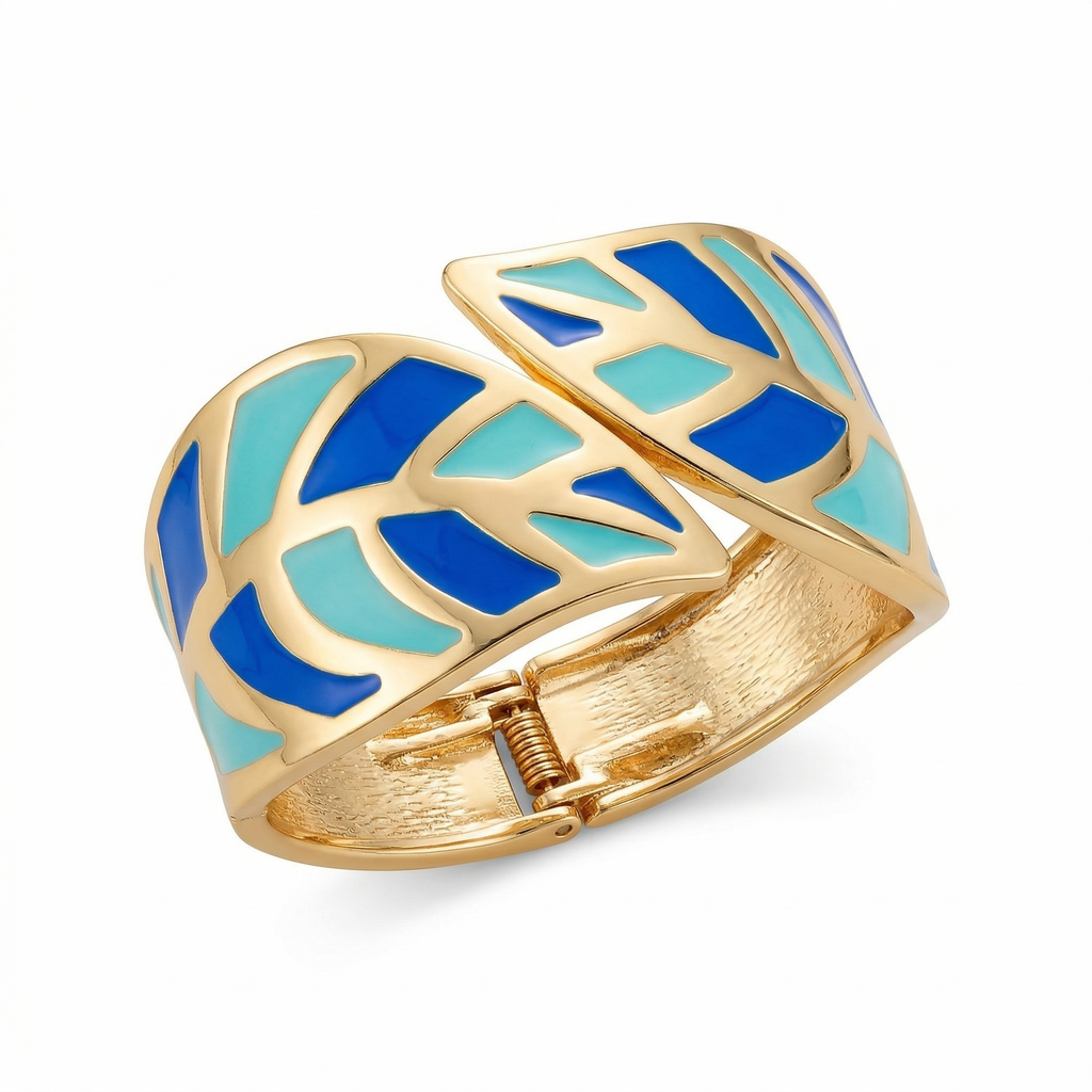 Enameled Monstera Leaf Statement Cuff