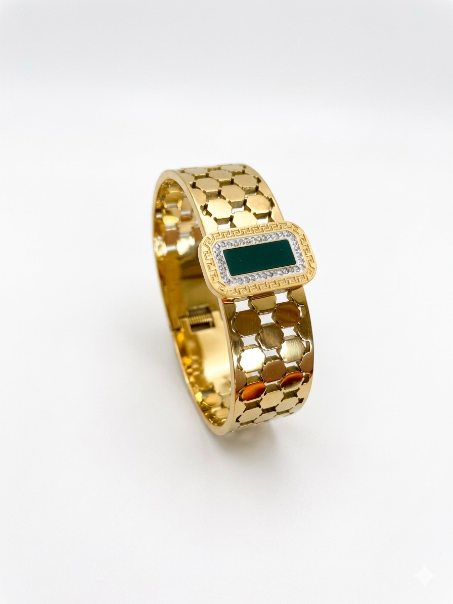 Greek Key Honeycomb Statement Cuff