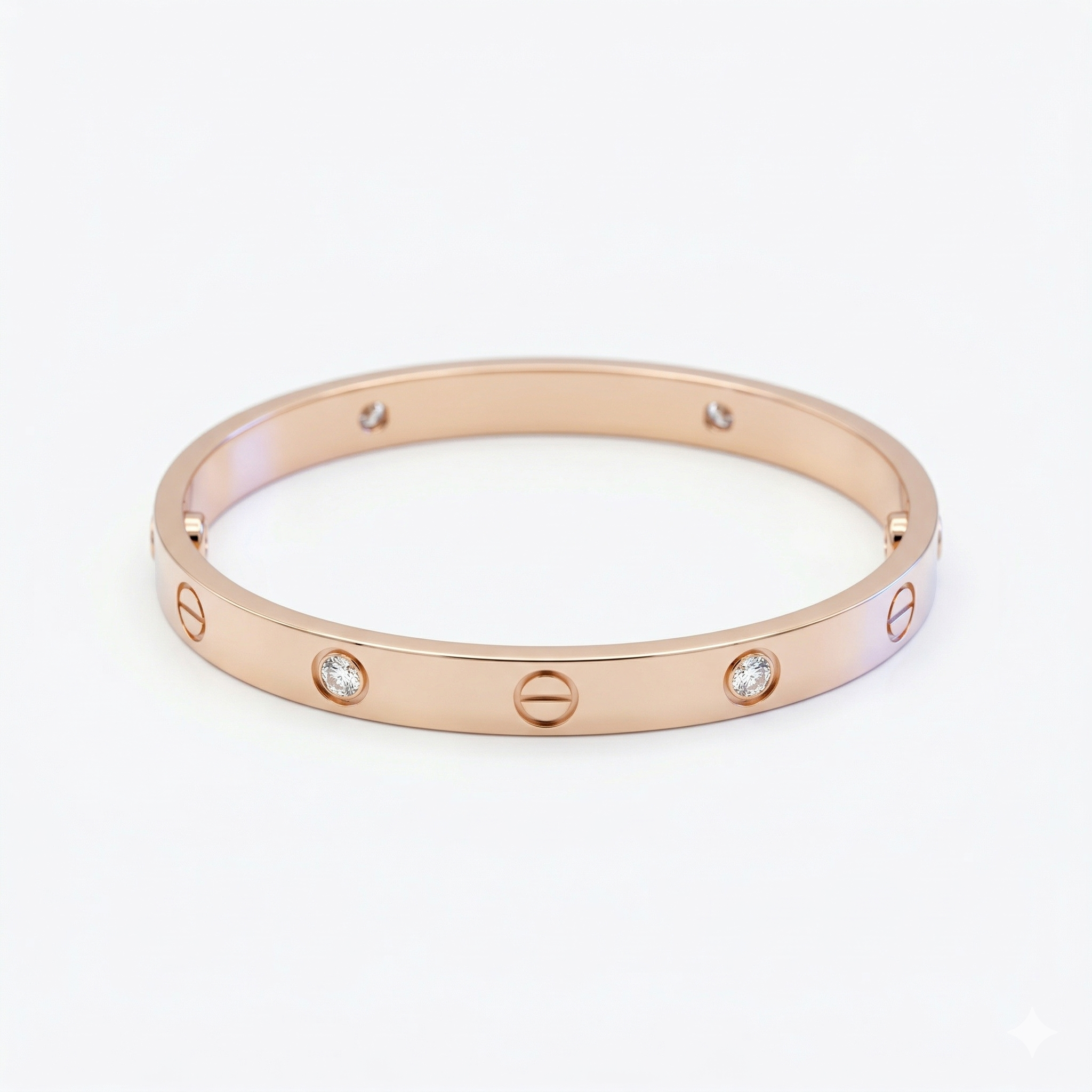 Rose Gold Crystal Screw Motif Bangle