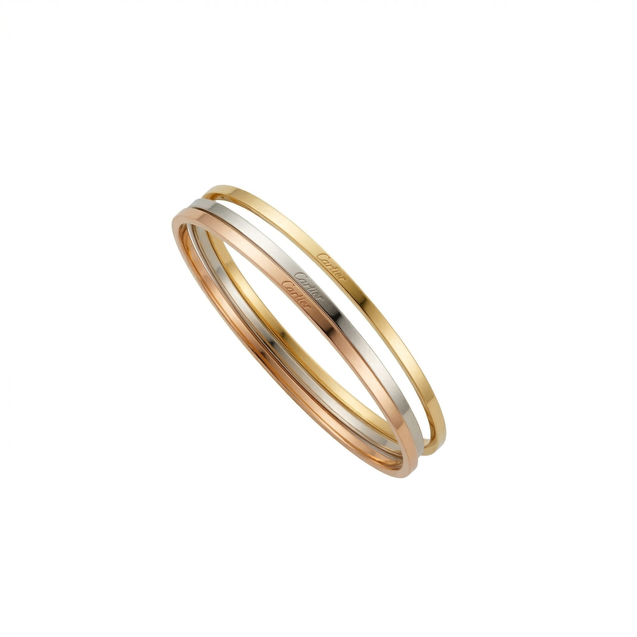 Interlocking Tri-Tone Slim Bangle Set