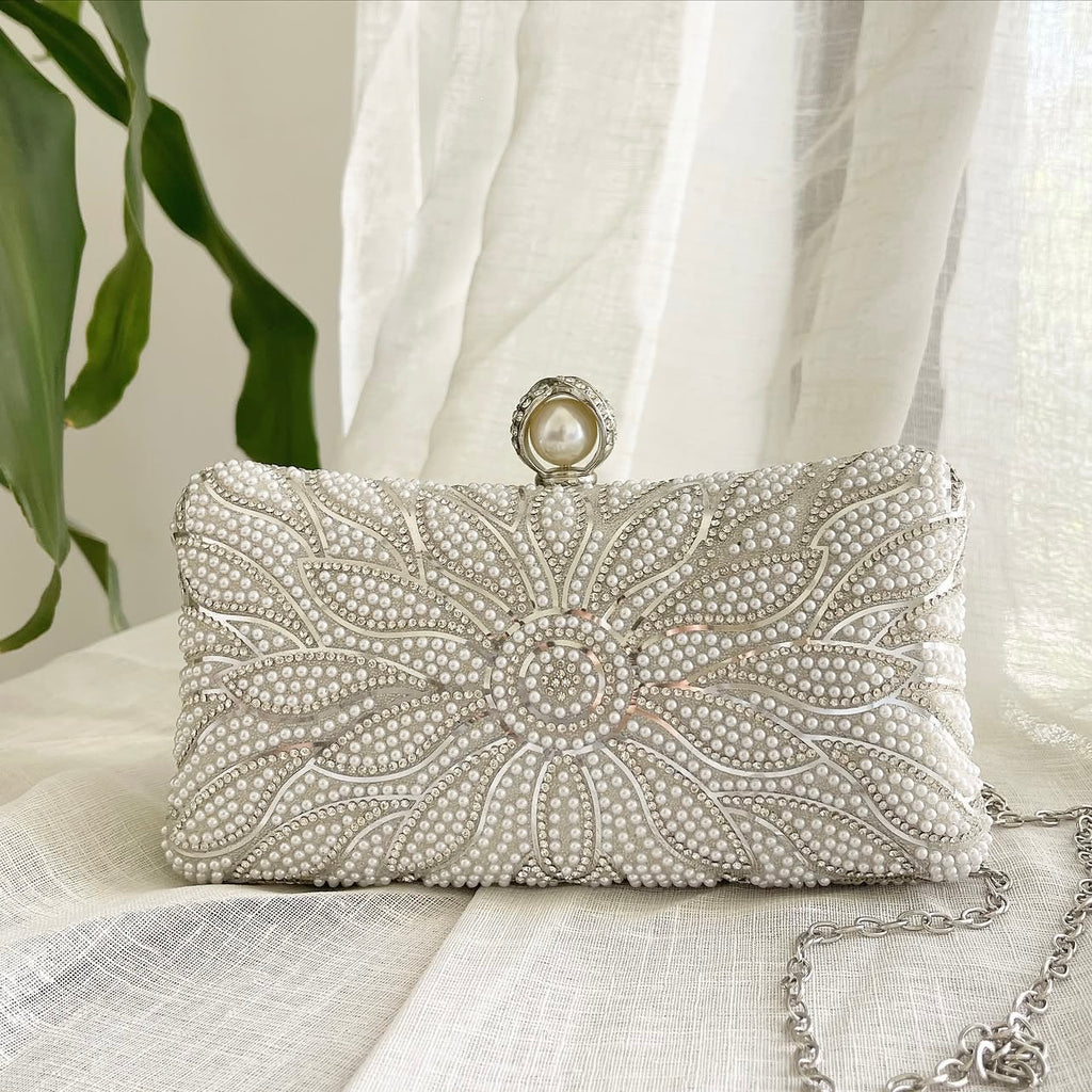 Silver Pearls Clutch