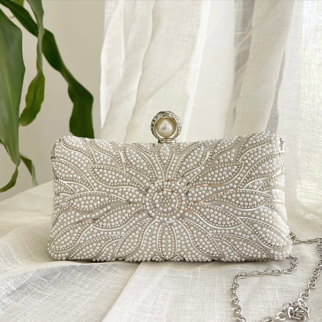 Silver Pearls Clutch