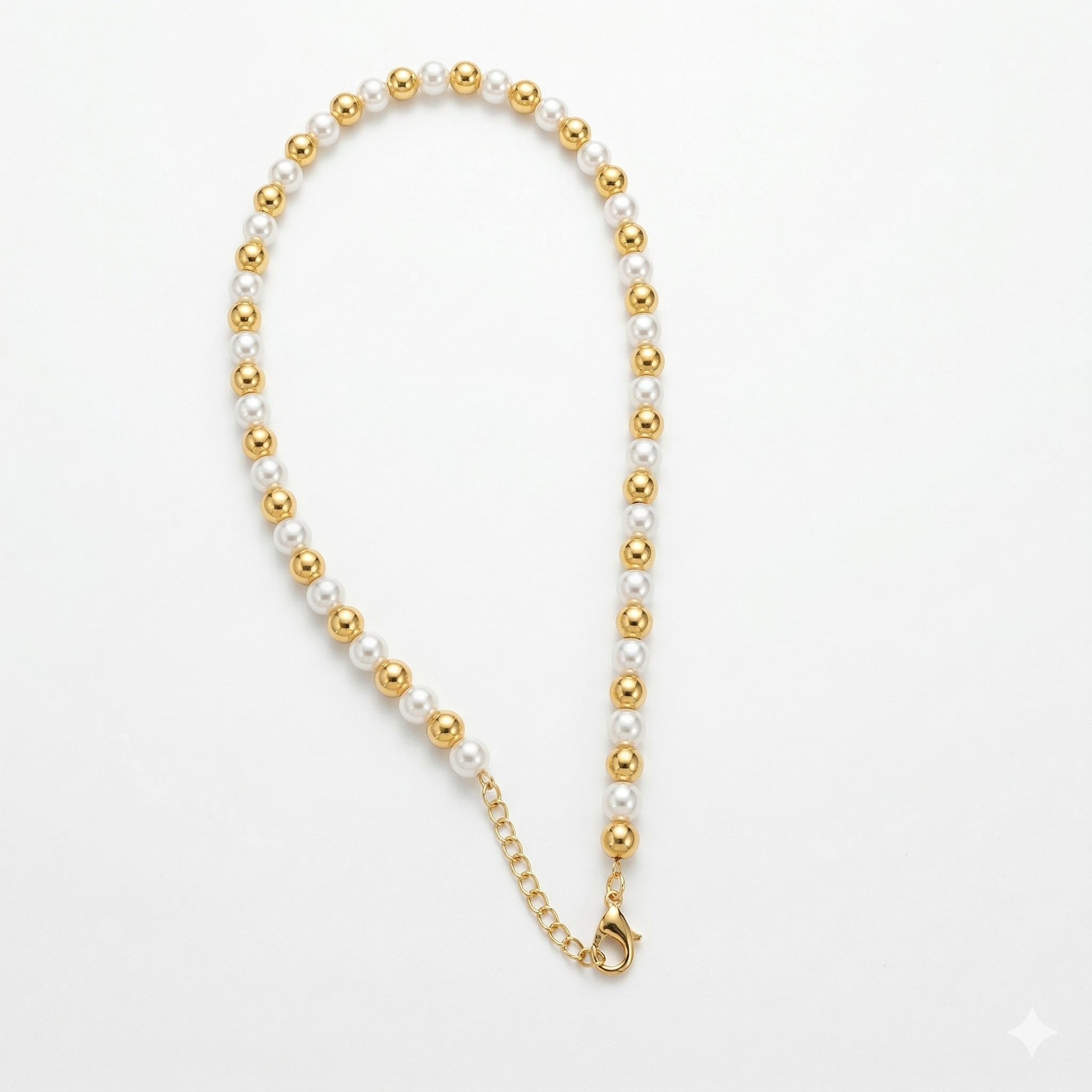 Alternating Pearl & Gold Bead Necklace