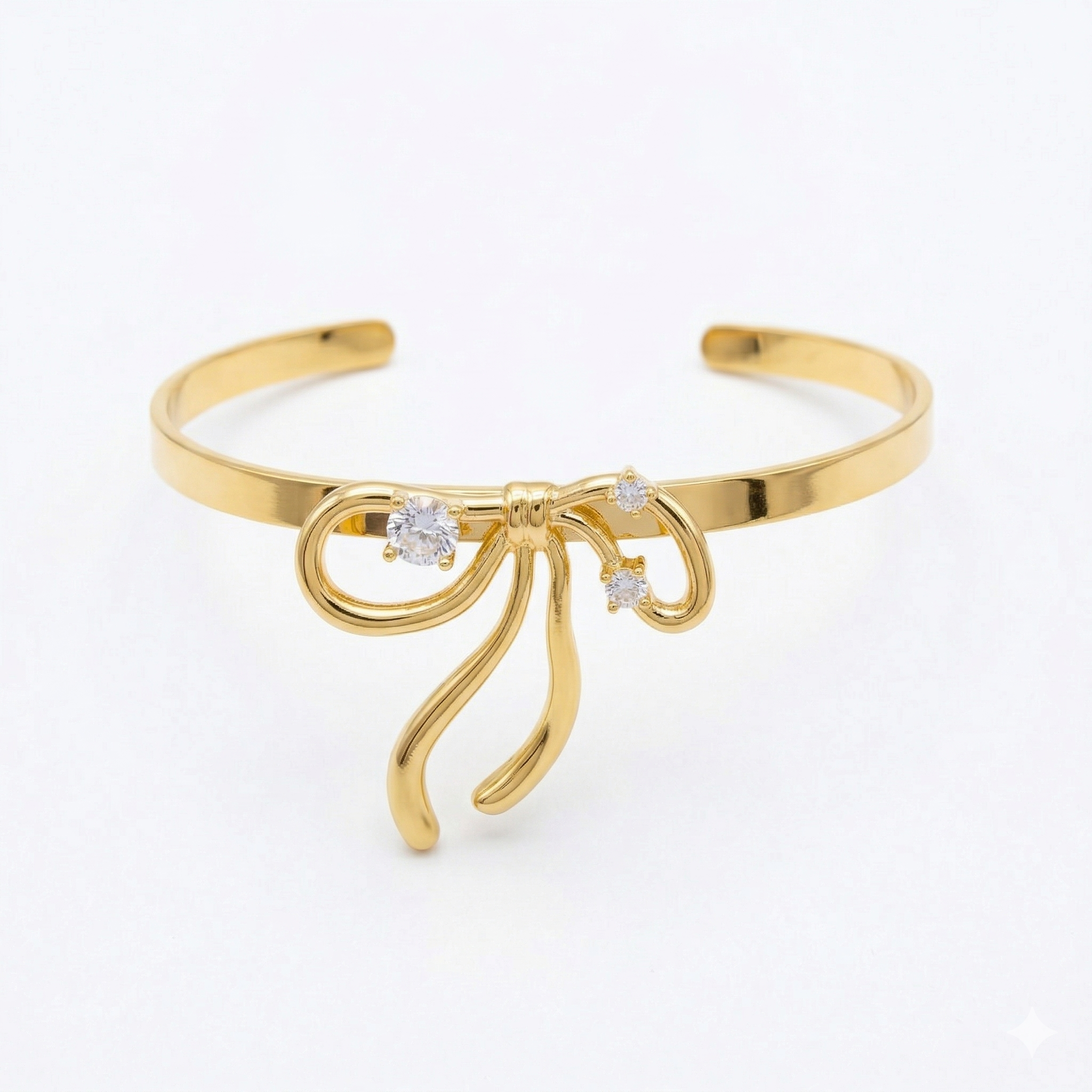 Crystal Bow Open Cuff