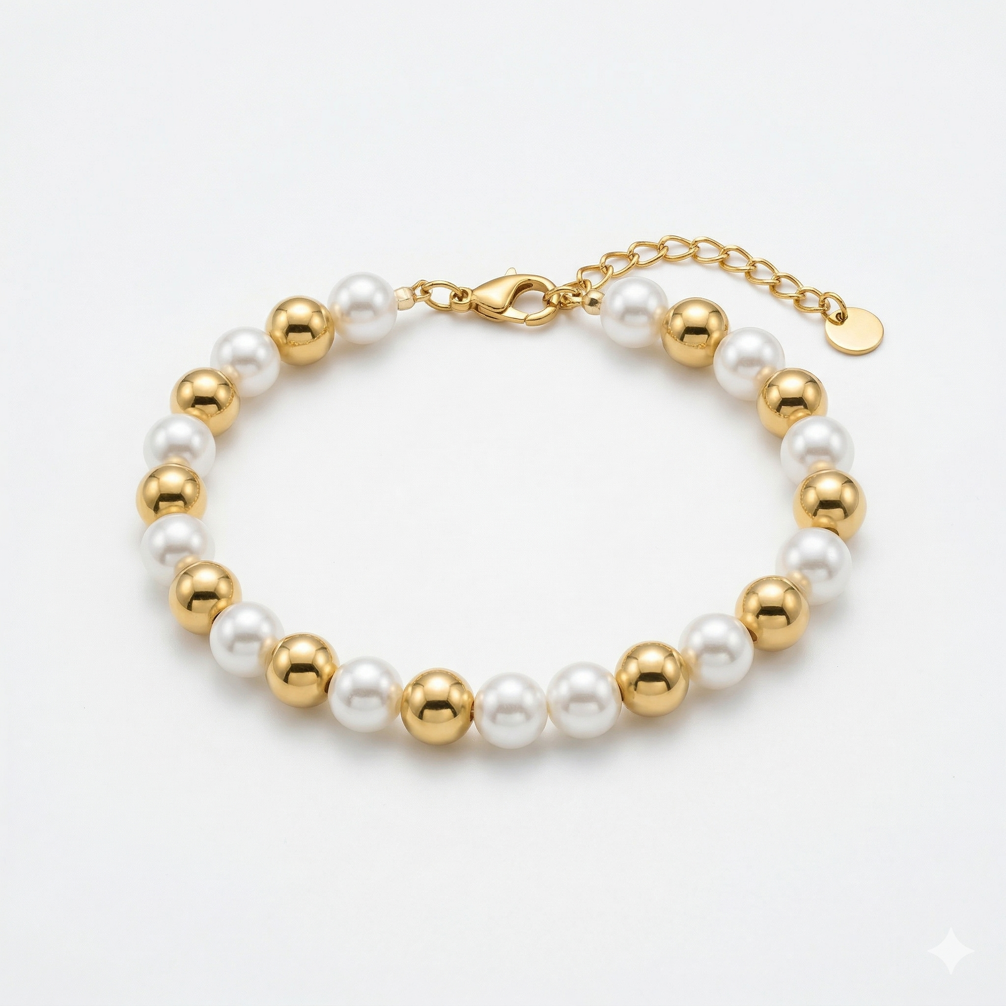 Alternating Pearl & Gold Bead Bracelet