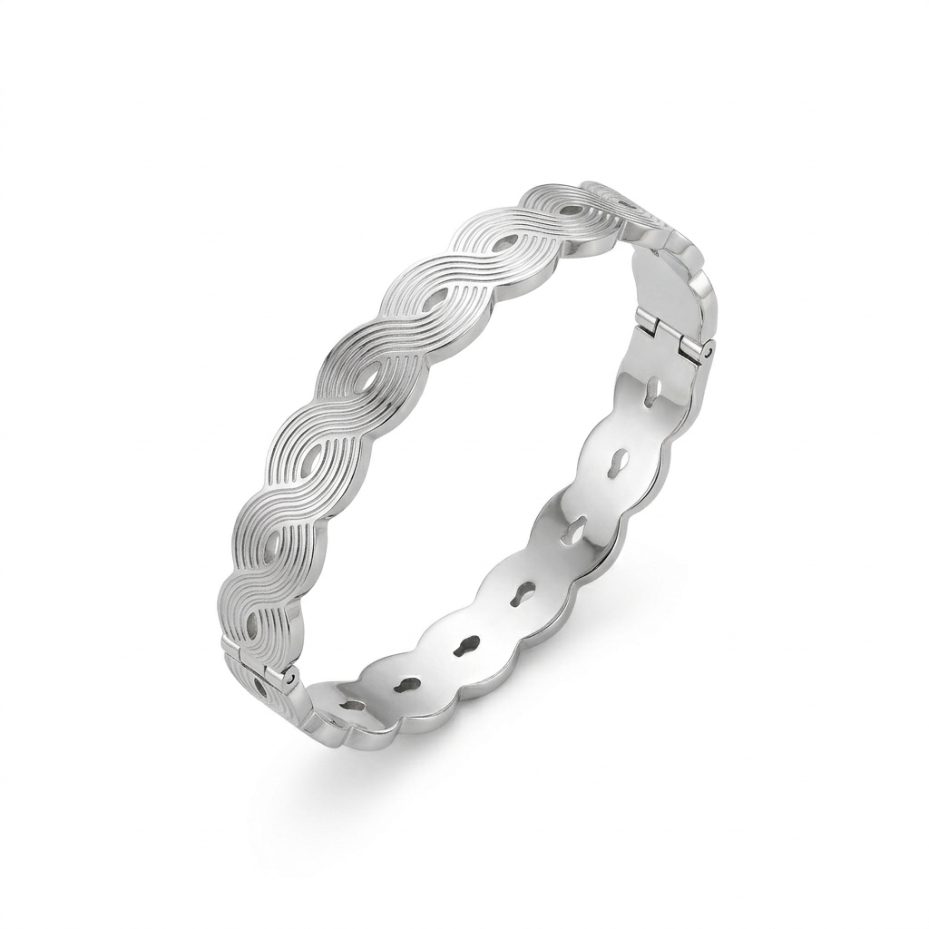 Textured Wave Infinity Bangle