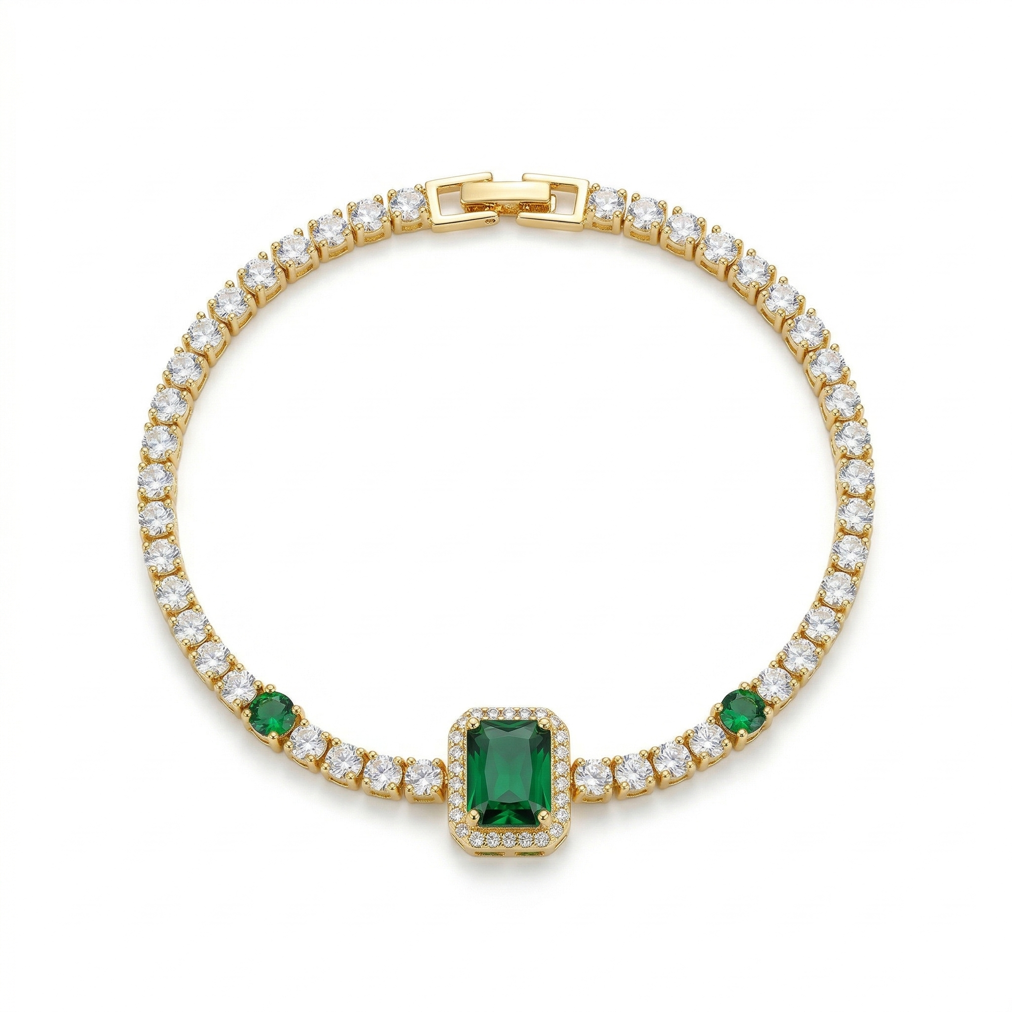 Emerald Halo Tennis Bracelet