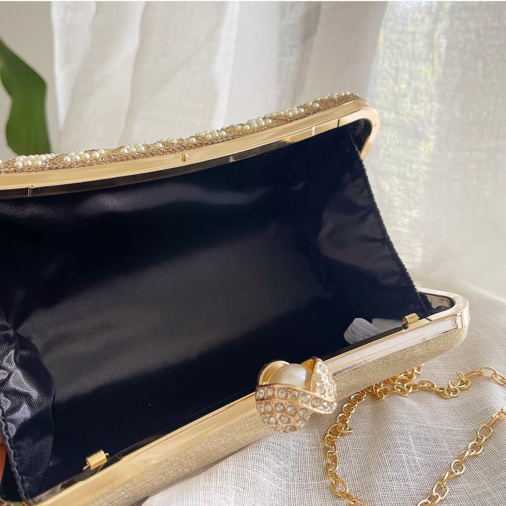 Gold Pearls Clutch