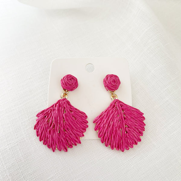 Hot Pink Oyster Shell Earrings