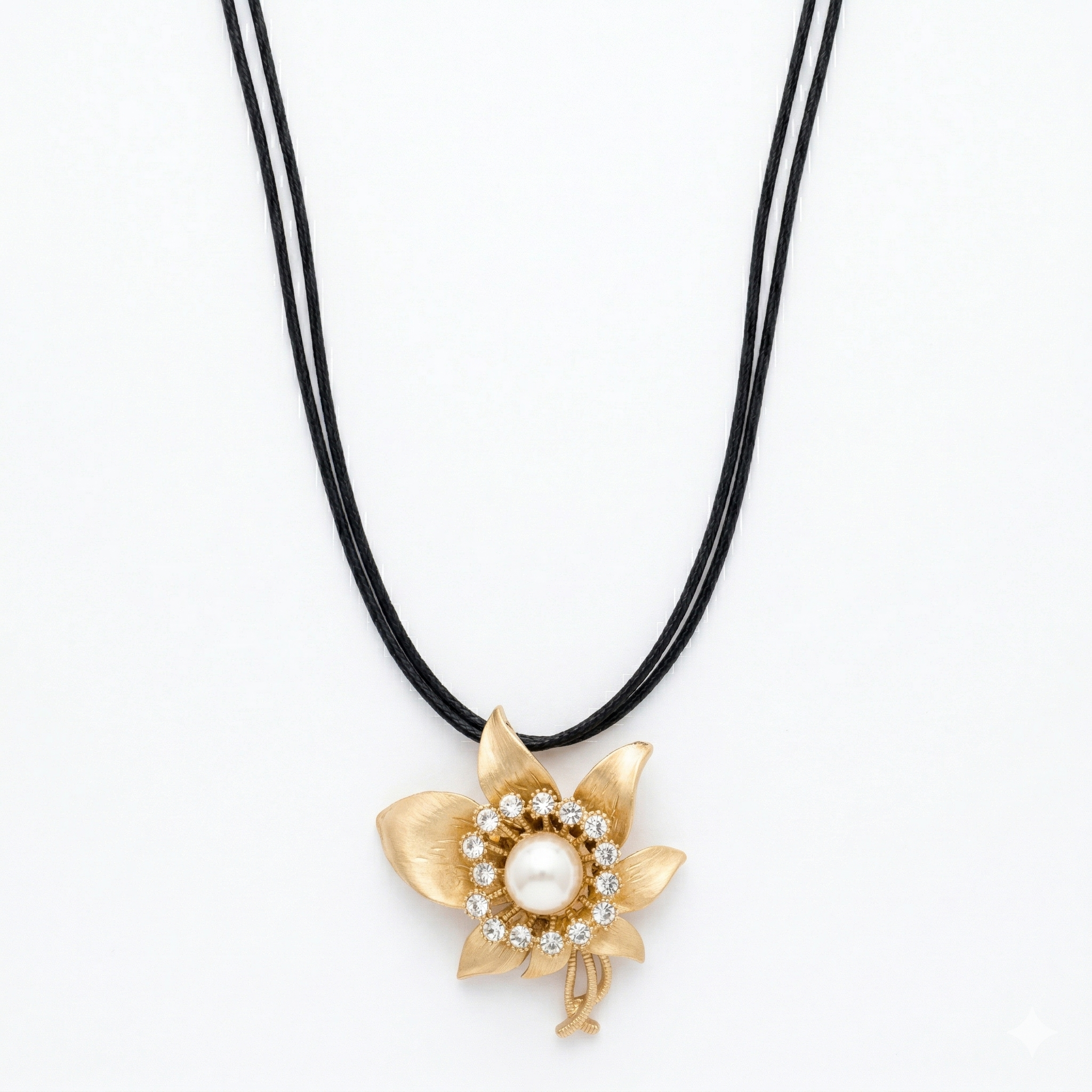 Vintage Pearl Floral Cord Necklace
