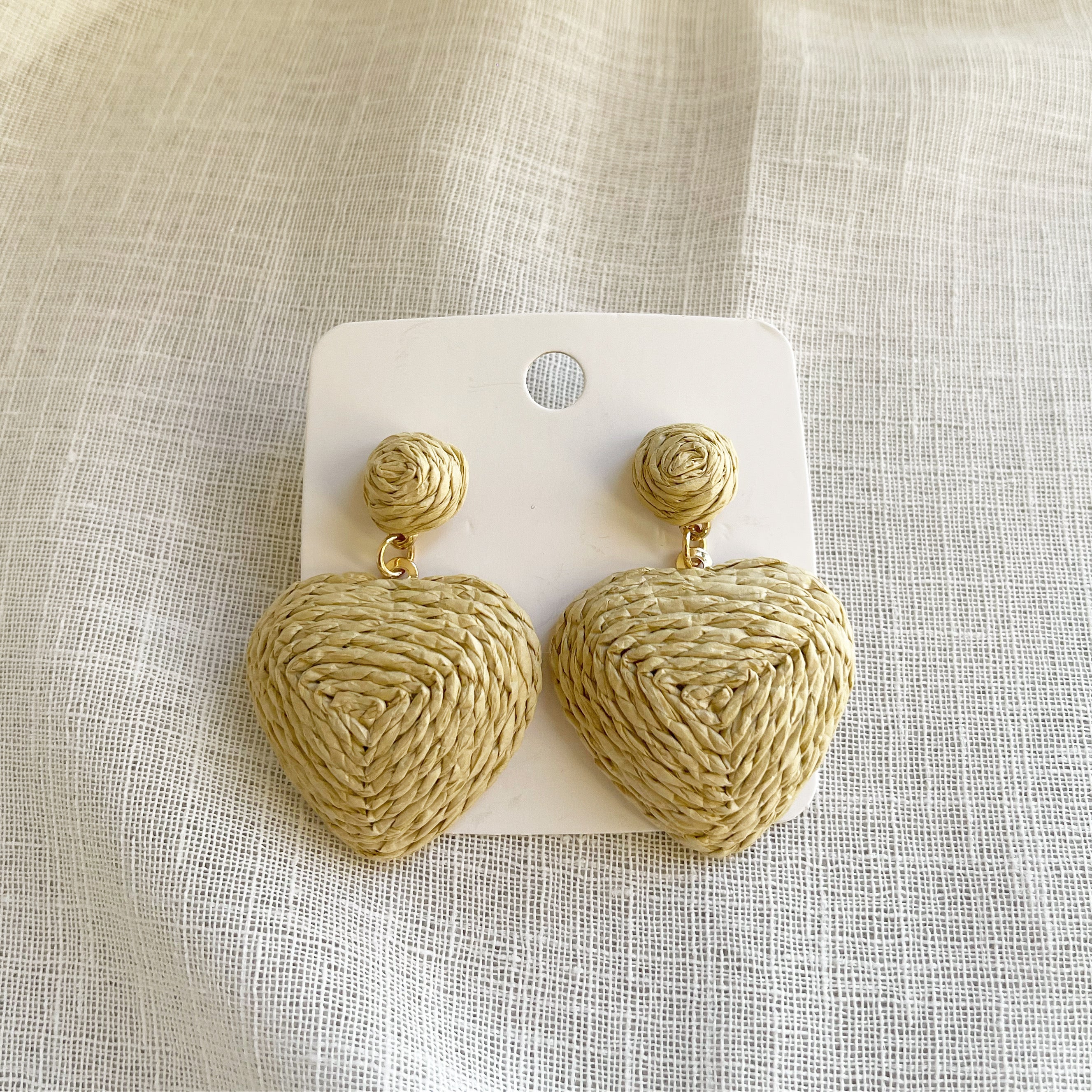Beige Heart Earrings