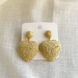 Beige Heart Earrings