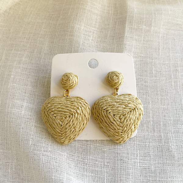 Beige Heart Earrings