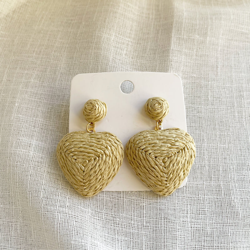 Beige Heart Earrings