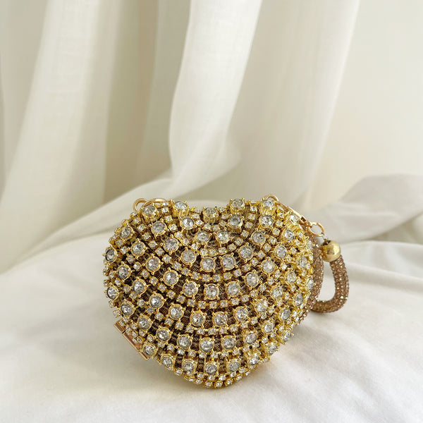 Gold Mini Heart-Shaped Clutch