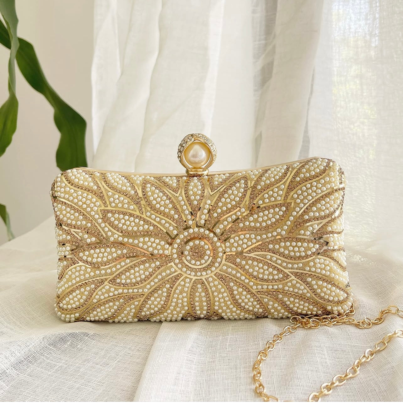 Gold Pearls Clutch