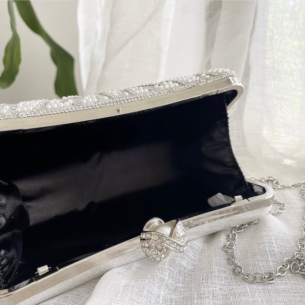 Silver Pearls Clutch