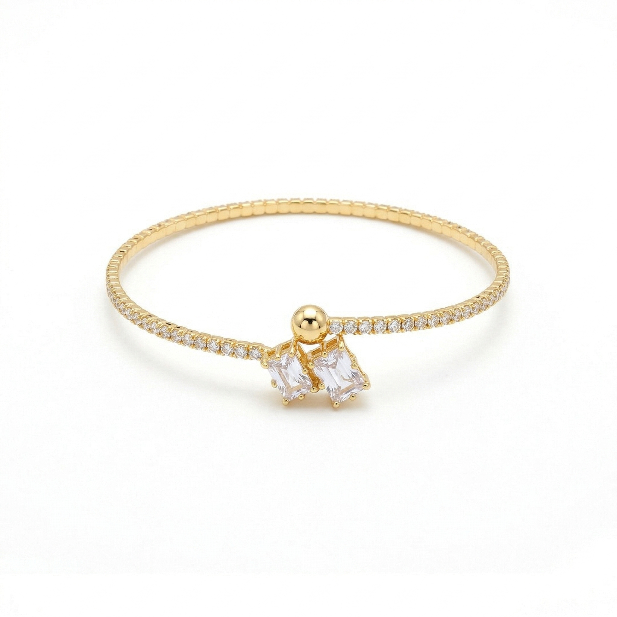 Pavé Bypass Baguette Bangle – Gold