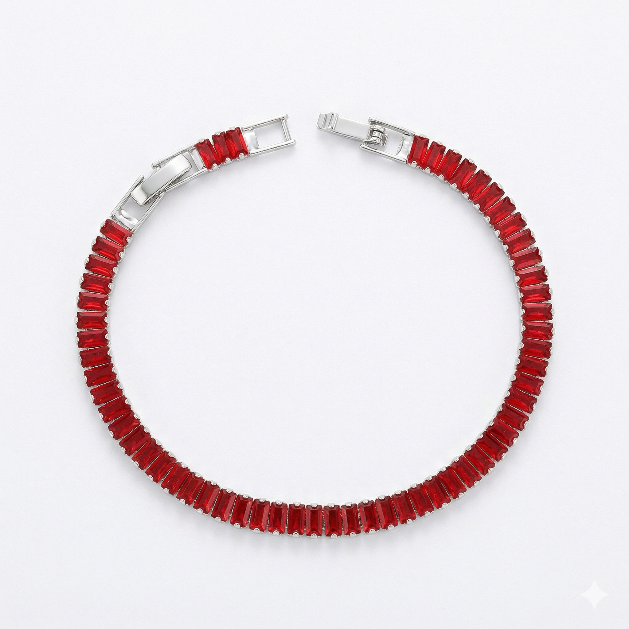 Ruby Baguette Tennis Bracelet – Silver