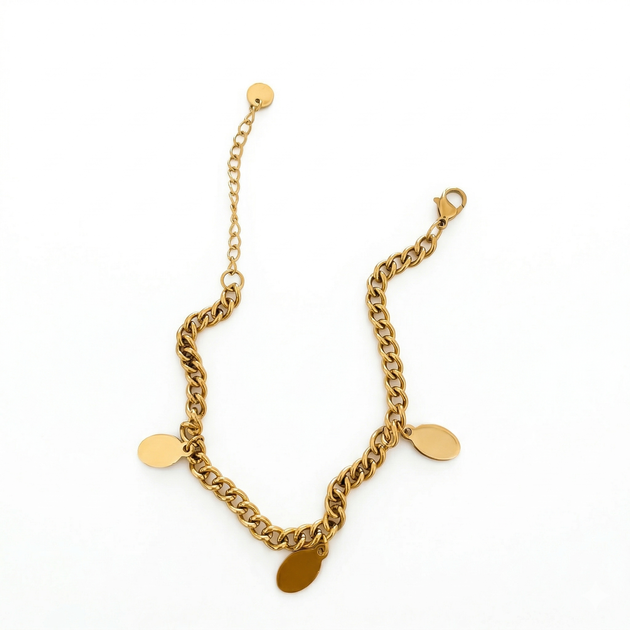 Minimalist Disc Charm Curb Chain Bracelet