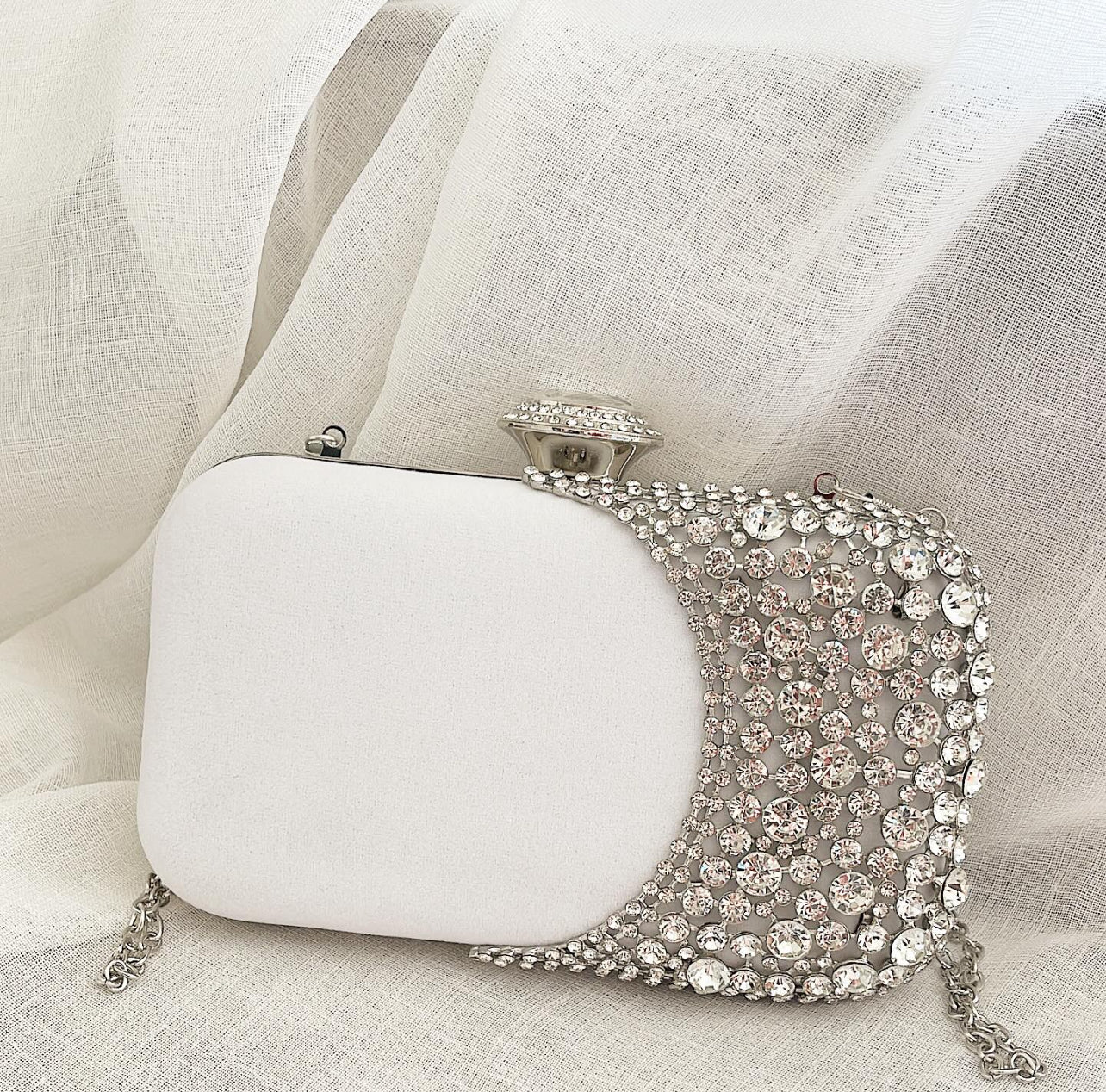 Silver Grey Velvet Clutch